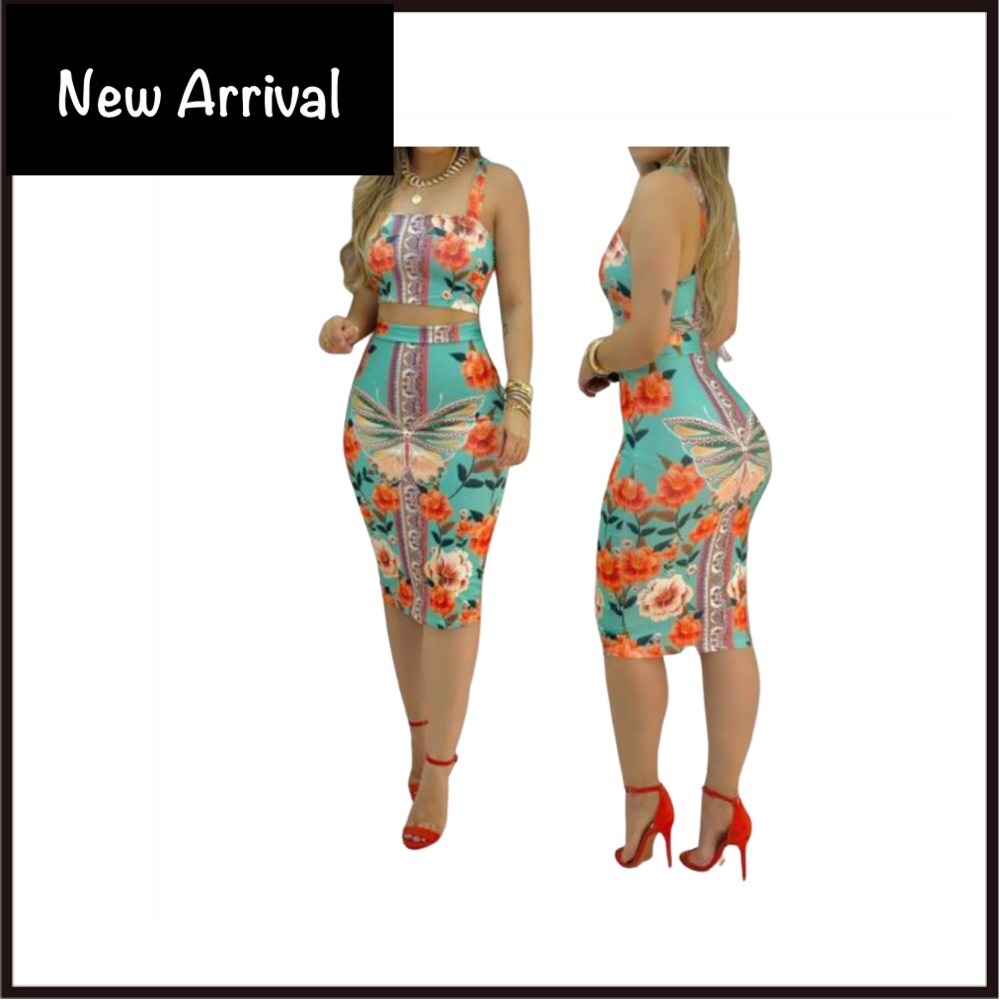Floral Butterfly Skirt Set